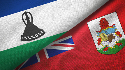 Lesotho and Bermuda two flags textile cloth, fabric texture
