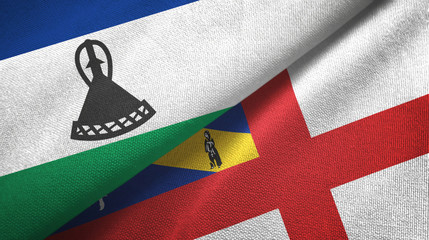 Lesotho and Herm two flags textile cloth, fabric texture