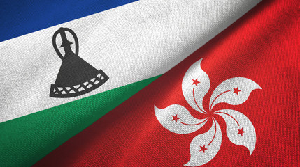 Lesotho and Hong Kong two flags textile cloth, fabric texture