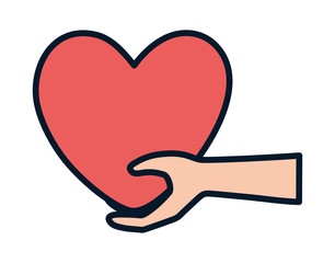 hand holding big heart charity and donation