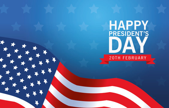 happy presidents day poster with usa flag