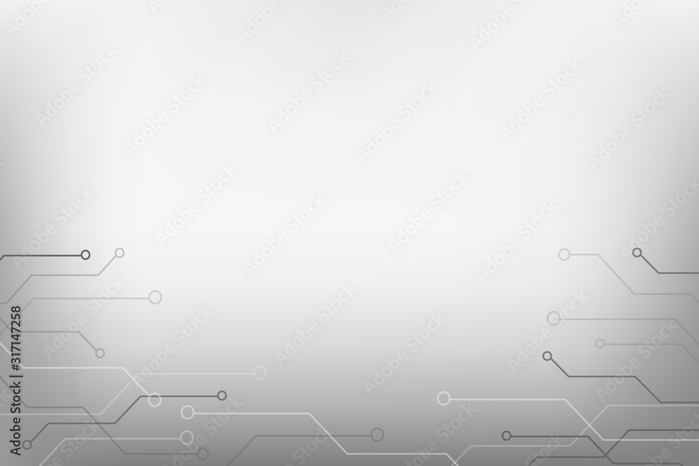 Wall mural abstract geometric random circuit white and gray gradient color technology concept background. eps10