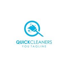 Quick Cleaners Logo Simple Color Blue