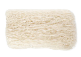 Block of rice noodles isolated on white, top view