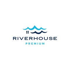 Fototapeta premium water ripple sea wave river house logo vector icon illustration