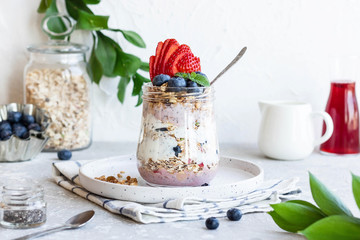 Chia Pudding with Homemade Granola and Fresh Berries