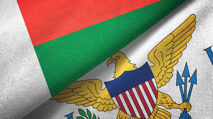 Madagascar and Virgin Islands United States two flags textile cloth