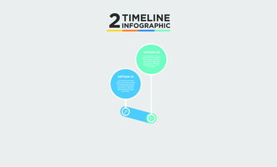 2 step timeline infographic element. Business concept with two options and number, steps or processes. data visualization. Vector illustration.