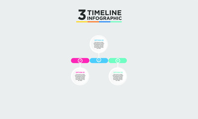 3 timeline step infographic element. Business concept with three options and number, steps or processes. data visualization. Vector illustration.