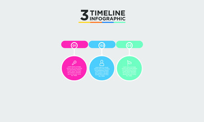 3 timeline step infographic element. Business concept with three options and number, steps or processes. data visualization. Vector illustration.