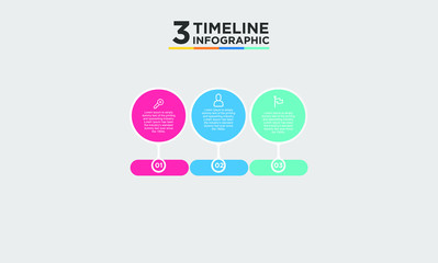 3 timeline step infographic element. Business concept with three options and number, steps or processes. data visualization. Vector illustration.