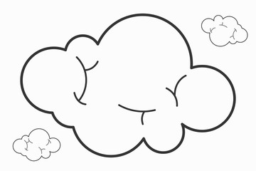 Clouds one line art cartoon. vector illustration. Cloud line icon.