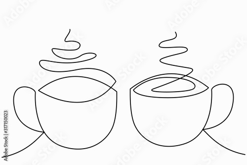 Continuous Line Art Or One Line Drawing Of Hot Coffee And Smoke A Cup Of Coffee Drawing Concept Vector Illustration Wall Mural Artitcom Continuous Line Art Or One Line Drawing Of Hot Coffee And Smoke A Cup Of Coffee Drawing Concept Vector Illustration Wall Mural Artitcom