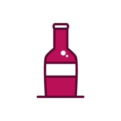 wine bottle liquor celebration drink beverage icon line and filled