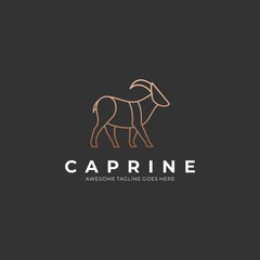 Vector Logo Illustration Goat Walking Line Art Style