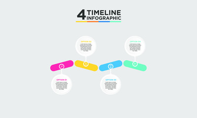 4 step timeline infographic element. Business concept with three options and number, steps or processes. data visualization. Vector illustration.