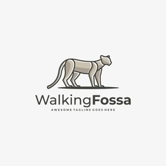 Vector Logo Illustration Animal endemic in Madagascar Line Art