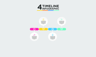 4 step timeline infographic element. Business concept with three options and number, steps or processes. data visualization. Vector illustration.