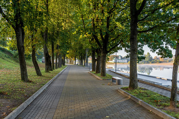 Morning, Autumn, Embankment. Pskov Russia