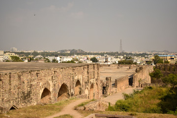 Old Ancient Antique Historical Ruined Architecture of Golconda Fort