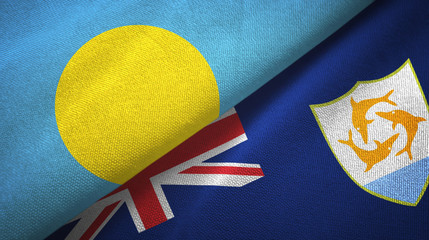 Palau and Anguilla two flags textile cloth, fabric texture