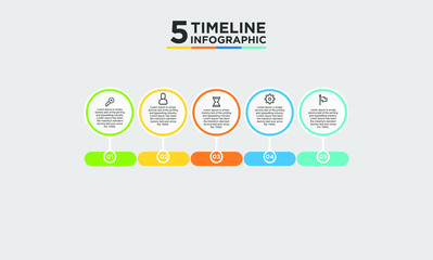 Fototapeta na wymiar 5 step timeline infographic element. Business concept with three options and number, steps or processes. data visualization. Vector illustration.