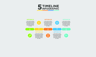 5 step timeline infographic element. Business concept with three options and number, steps or processes. data visualization. Vector illustration.