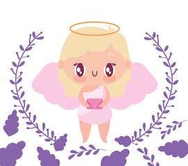Isolated girl cupid cartoon vector design