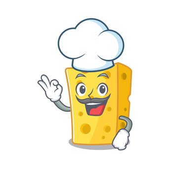 Emmental cheese cartoon character wearing costume of chef and white hat  Stock Vector | Adobe Stock