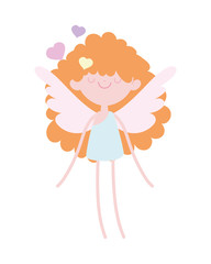happy valentines day, beauty cupid with wings love hearts cartoon