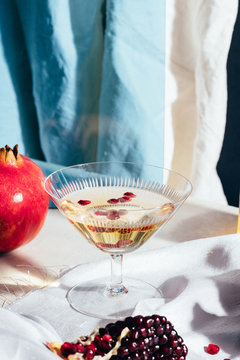 Pomegranate and Champagne Still Life
