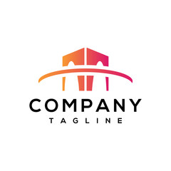 Naklejka premium M bulding logo. Monogram. M-letter