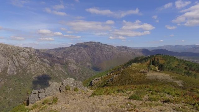 rocky mountain ridges pine tree forest peneda geres Portugal 4k	