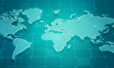 World map digital technology concept.Business networking background