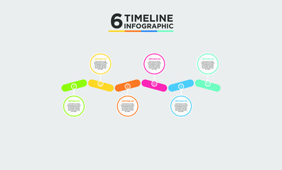 6 step timeline infographic element. Business concept with three options and number, steps or processes. data visualization. Vector illustration.