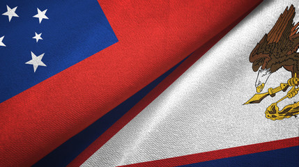 Samoa and American Samoa two flags textile cloth, fabric texture