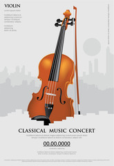 Fototapeta na wymiar The Classical Music Concept Poster Violin Vector Illustration