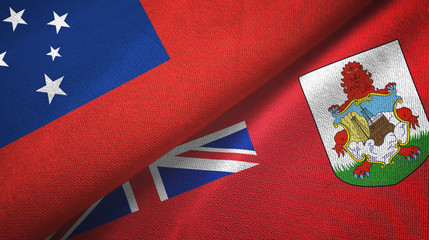 Samoa and Bermuda two flags textile cloth, fabric texture