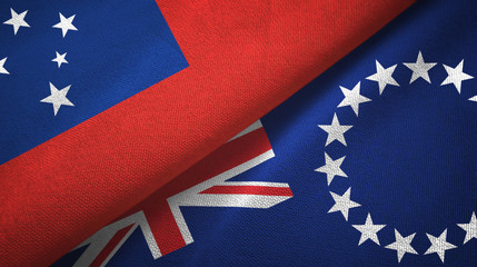 Samoa and Cook Islands two flags textile cloth, fabric texture