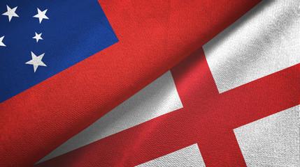 Samoa and England two flags textile cloth, fabric texture
