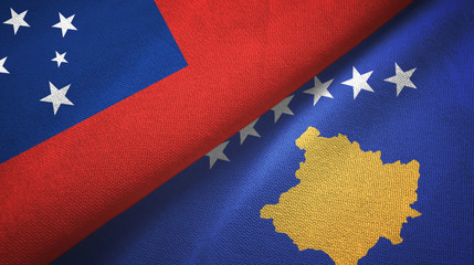 Samoa and Kosovo two flags textile cloth, fabric texture