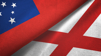 Samoa and Northern Ireland two flags textile cloth, fabric texture
