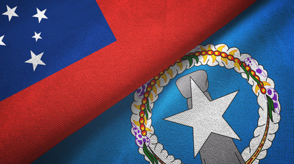 Samoa and Northern Mariana Islands two flags textile cloth, fabric texture