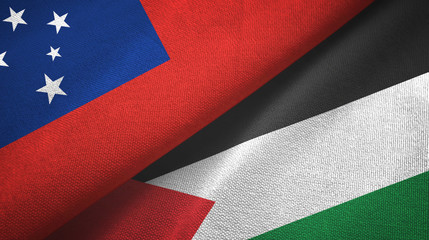 Samoa and Palestine two flags textile cloth, fabric texture