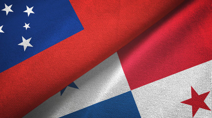 Samoa and Panama two flags textile cloth, fabric texture