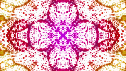 kaleidoscope patterns of multicolored round particles on a white background. abstract background. 3d render illustration