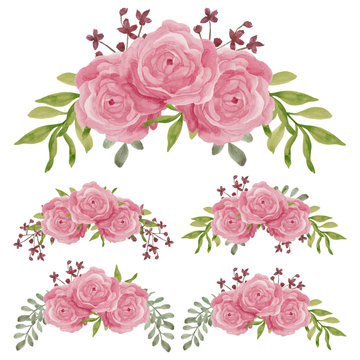 Hand painted rose flower curve arrangement