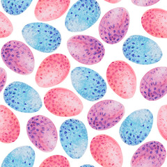 watercolor bright seamless pattern eggs lilac pink color