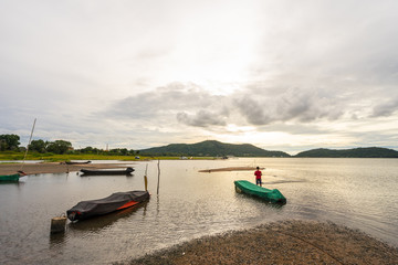 Landscape sunset at Bang phra reservoir ,sriracha chon buri,  thailand