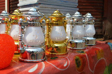 beautiful LED electric lanterns are displayed for sell on the eve of new year